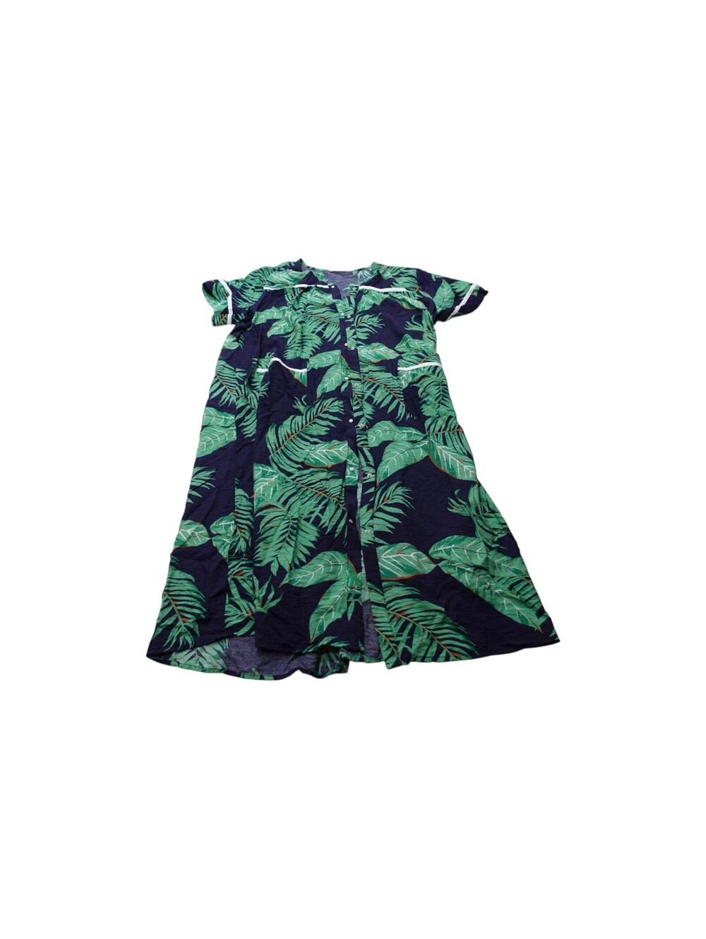 Ekouaer Women's XL Tropical Leaf Button Front Nightgown
